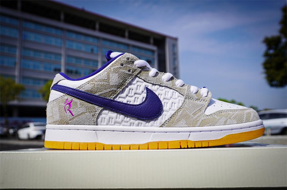 PK God Rayssa Leal x Nike SB Dunk Low Pure Platinum and Vivid Purple retail materials ready to ship